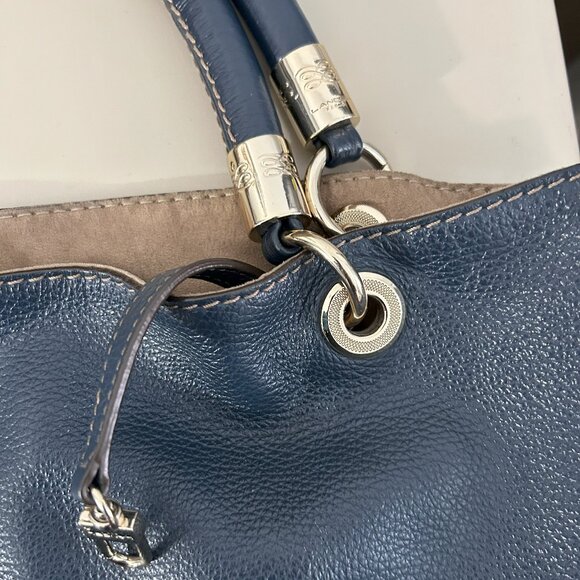 Beautiful LANCEL "French Flair” leather Tote bag, navy blue colour - Picture 3 of 16